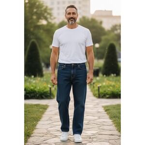 Levi Strauss 550 Relaxed Fit Dark Wash Jeans Mens W40 L34 100 Cotton new